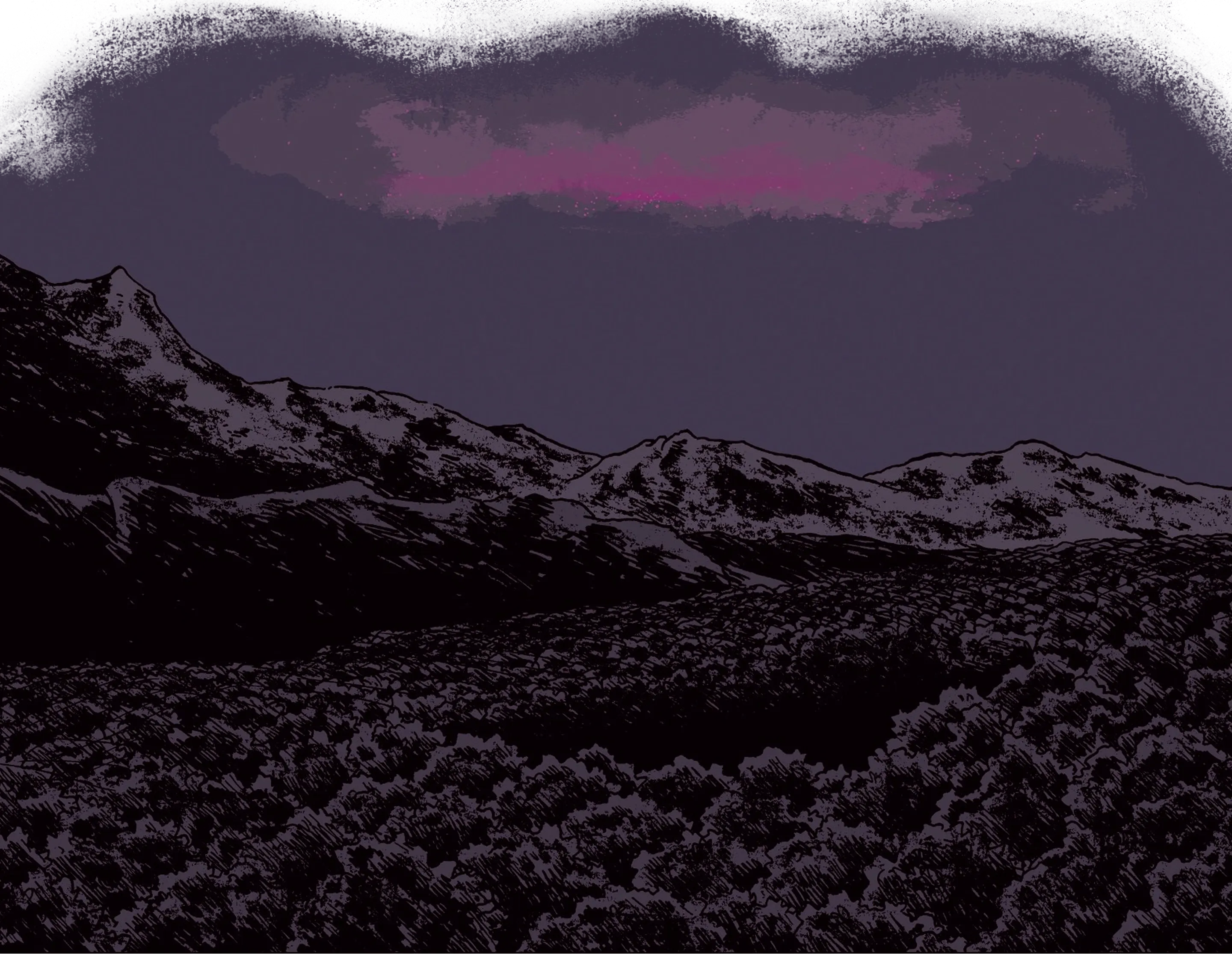 paysage de nuit avec des éclaires