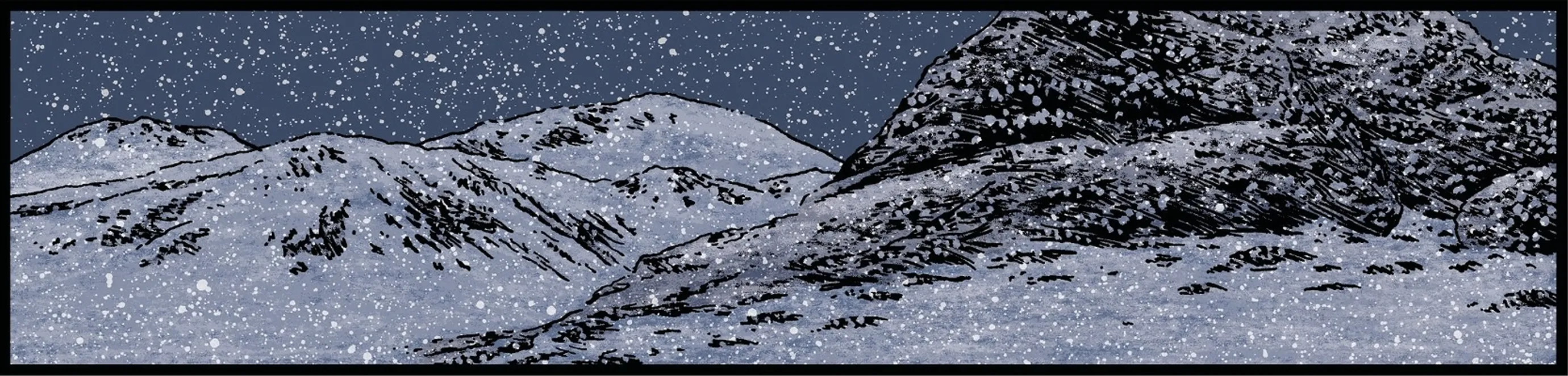 paysage rose neige nuit